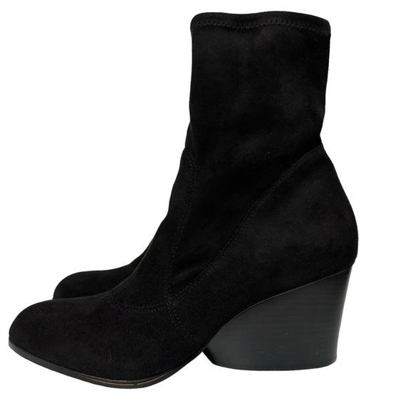 NEW Donald Plinar Pandra Black Stretch Suede Pull On Ankle Boots Booties Size 9 - Picture 4 of 14